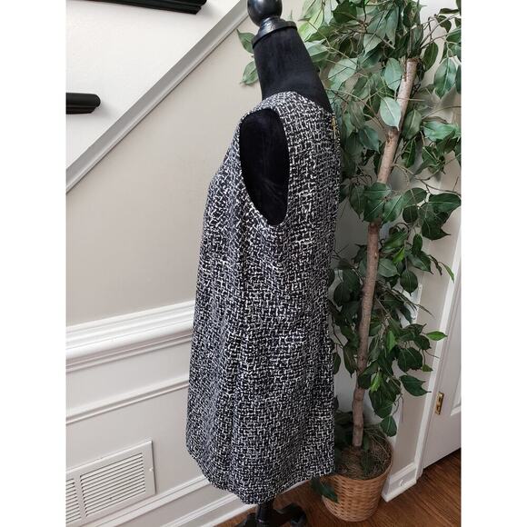 Michael Kors Pencil Dress Women XL Black Beige Textured Gold Zip Back Sleeveless - Picture 14 of 14